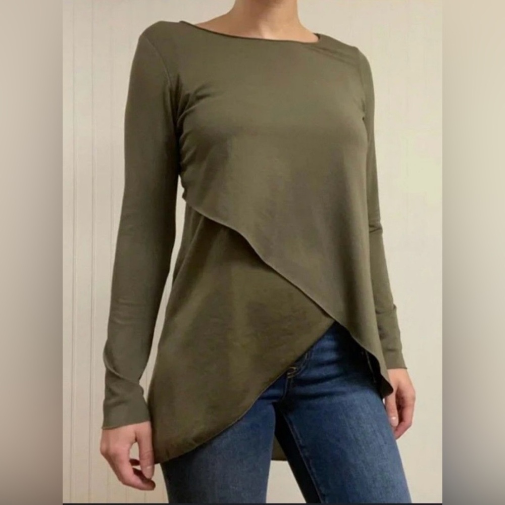 Zara Olive Green Asymmetrical Top Small